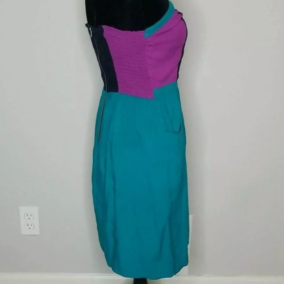 Xhiliration Junior's Strapless Teal, Black, and Purple Color Block Dress Size S - Picture 5 of 8